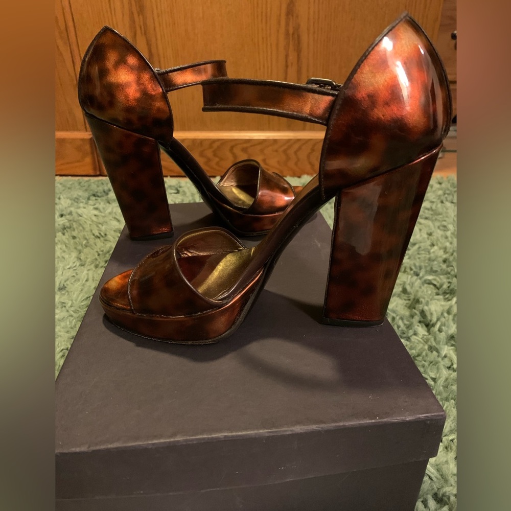 Prada Platform Tortoiseshell Leather Sandals 37 - image 3